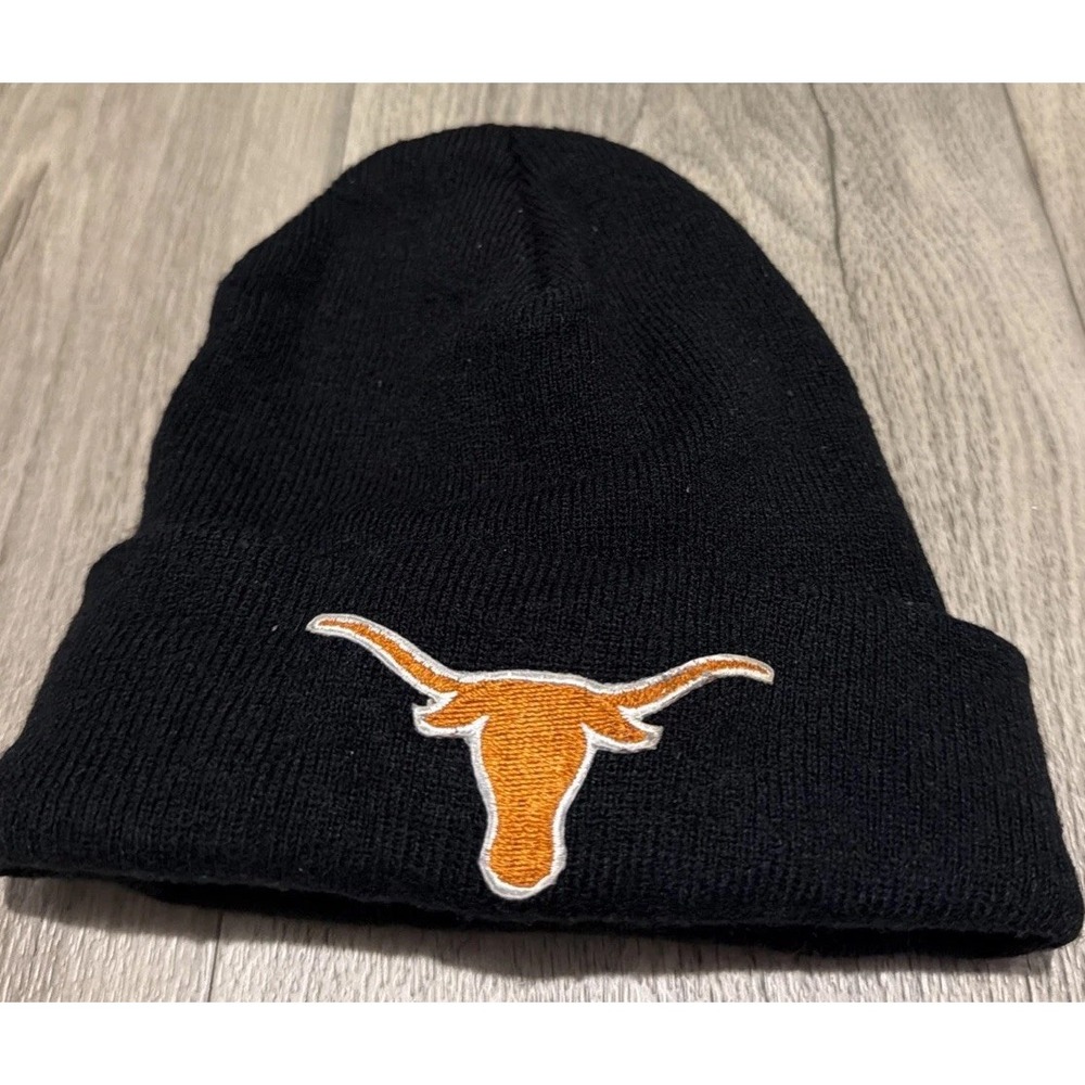 Texas Longhorns Beanie Hat Black Embroidered Logo One Size Knit Cap